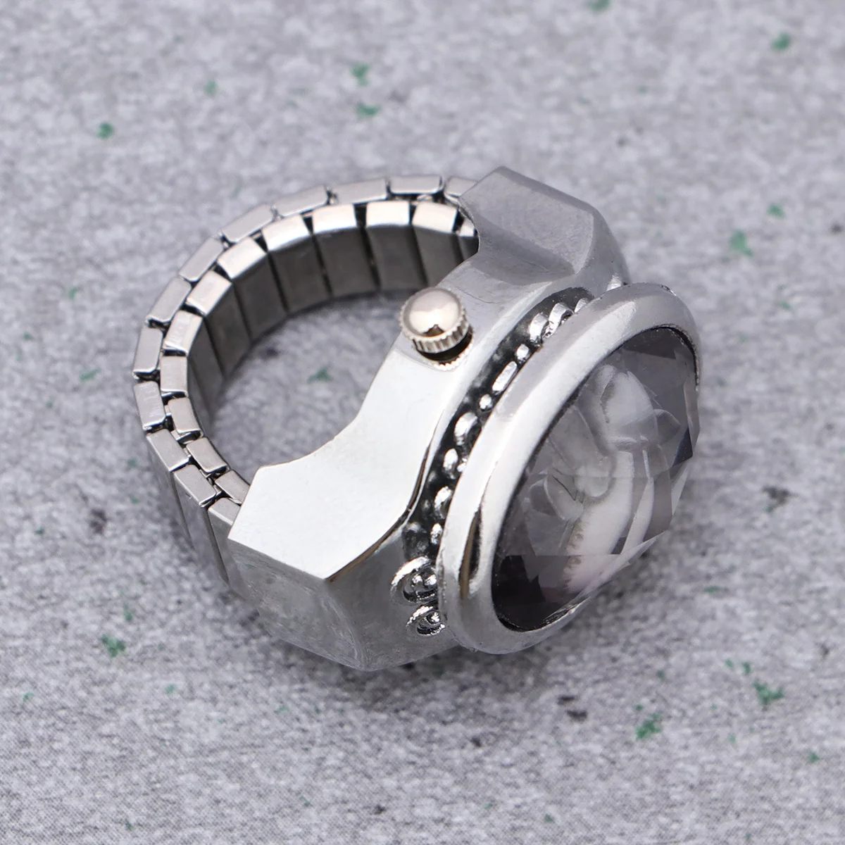 

Oval Finger Watch Ring Mini Quartz Timepiece Stretch Elastic Band Unisex Fashion Jewelry Gift For Women Men Black