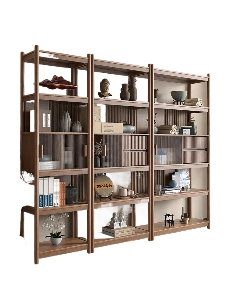 Solid wood new Chinese tea room display cabinet, Duobao Pavilion rack, tea shelf display
