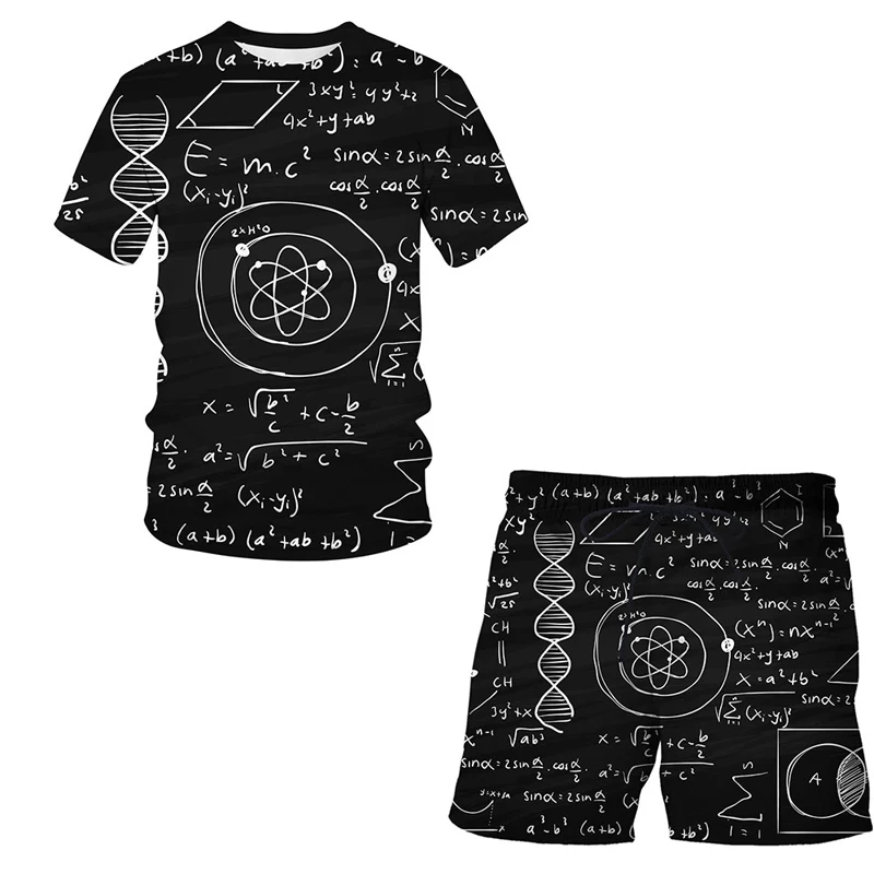 

2022 3D Print Summer T-Shirt mathematical formula Suit Kids Shorts Set Boys/Girls Cool Clothes Children's Short Sleeve Sets