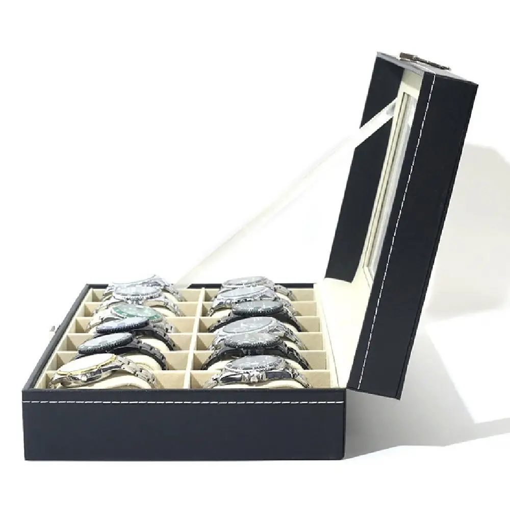 Lockable Watch Storage Box Removable Watch Pillows Leather Watch Display Box 2/3/6/10/12 Grids Waterproof Jewelry Box Gift