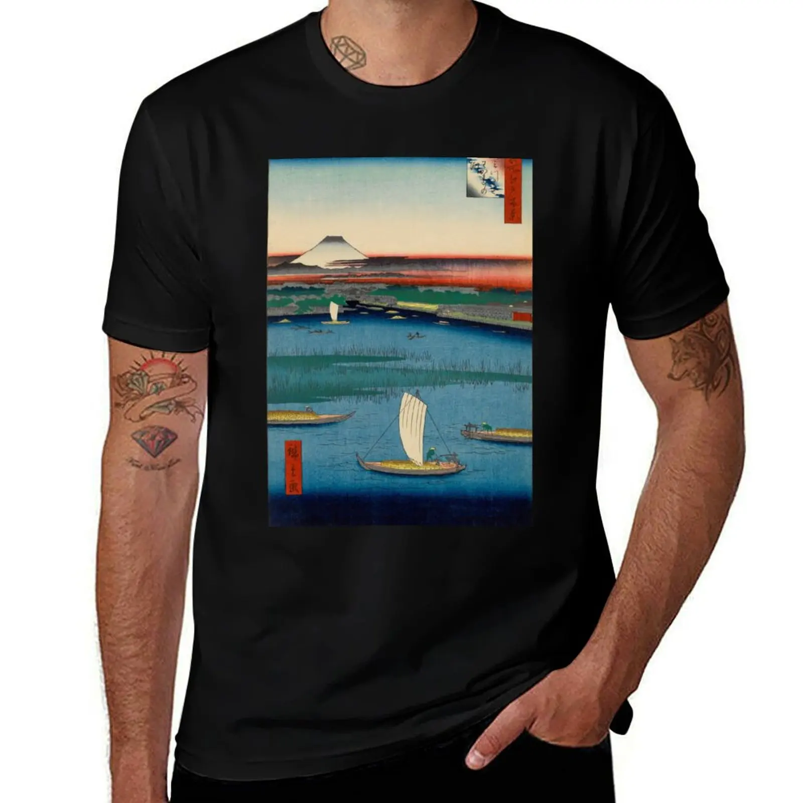 

Sailing on the Sumida River Vintage Ukiyo-e Japanese Art T-Shirt man tshirt cotton t shirts high quality T-Shirt