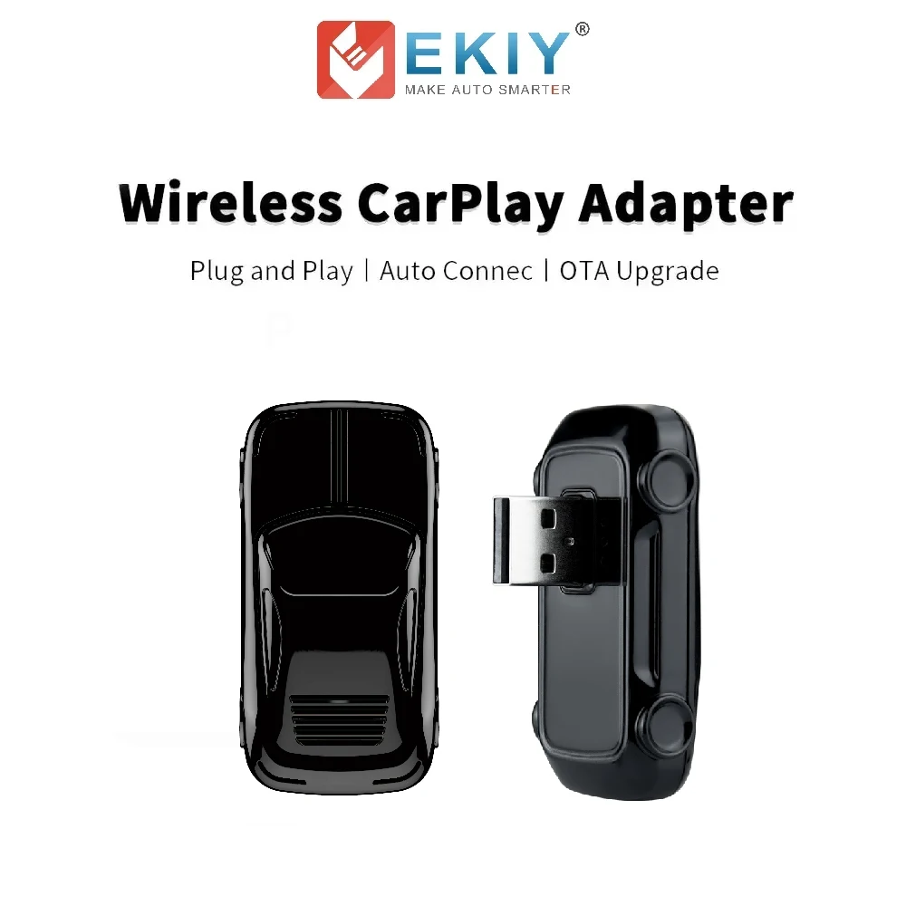 EKIY RGB CarPlay Ai Box Adapter Wired to Wireless Plug&Play-Smart Link Phone CarPlay Automatic For Car Radio with Wired CarPlay