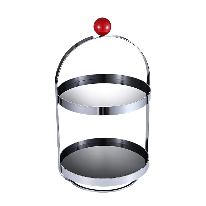 xx-Wood Ball Acrylic Plate Iron Frame Round Arch Double-layer Storage Shelf Ornaments Cup Toiletries Cosmetics Rack Decoration