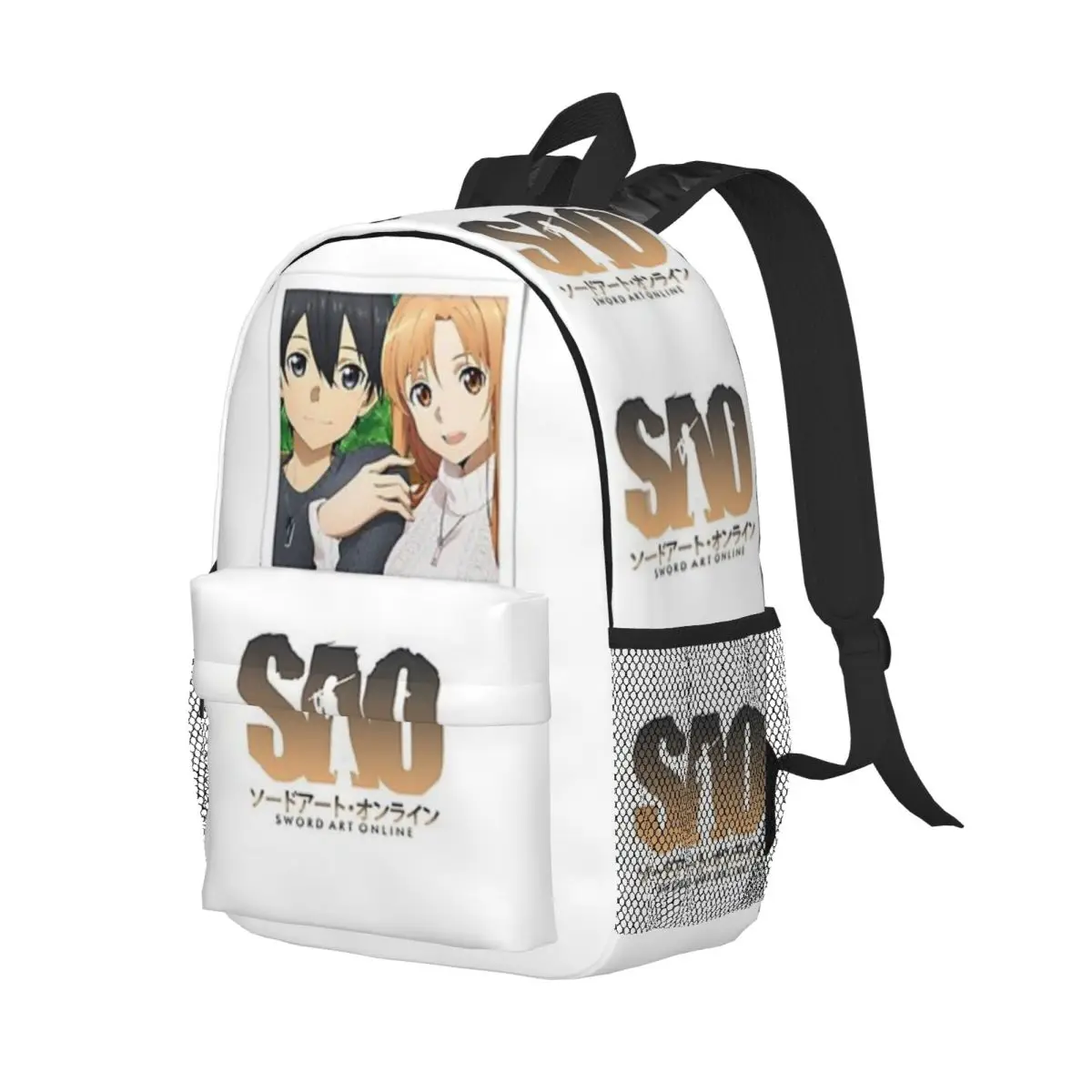 Mochila Casual Leve Impresso, Kirito e Asuna SÃO, Fit for School, Outdoor, Shopping, Office, 15 Polegada