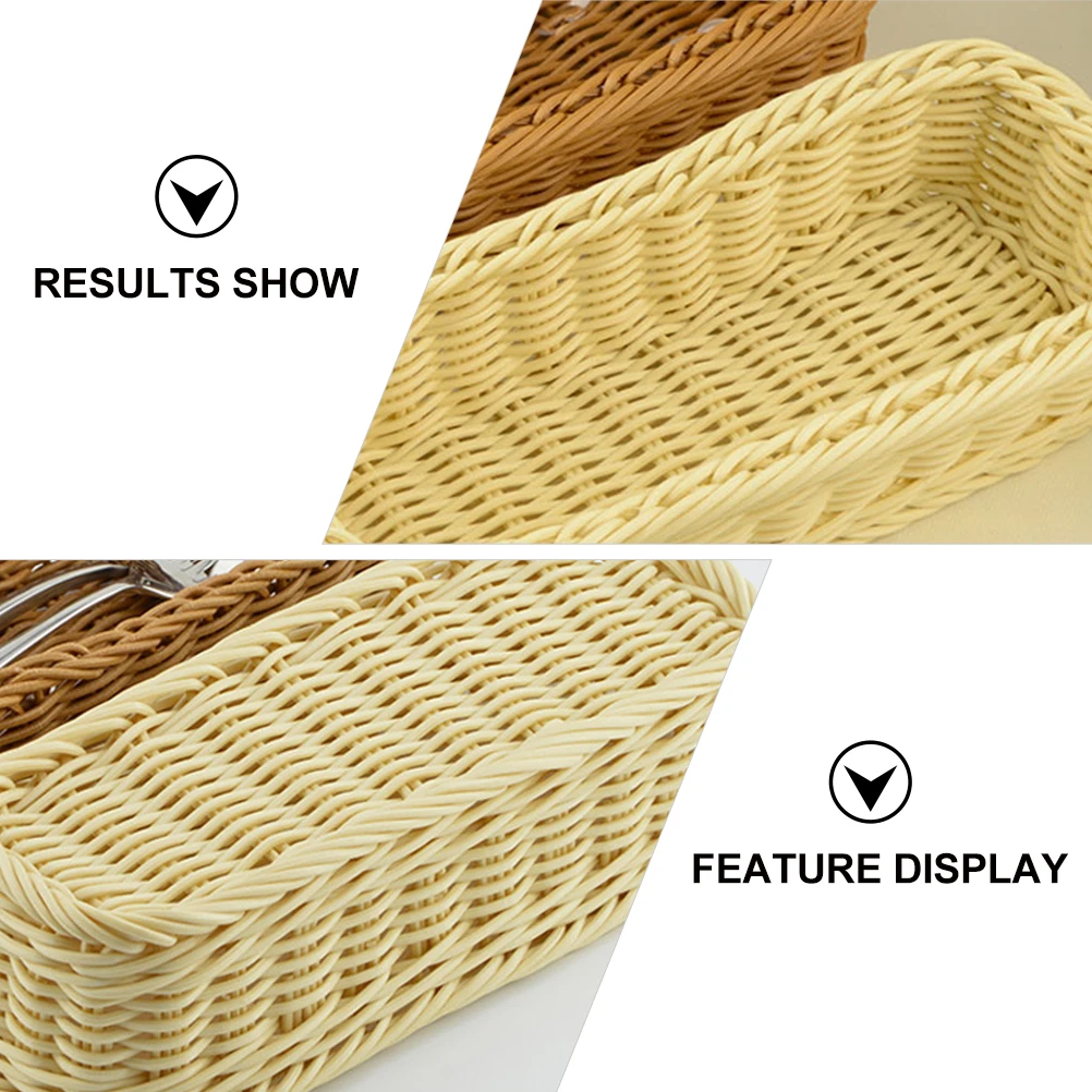 

Imitation Rattan Weaving Cutlery Storage Basket Tableware Holder Plastic Woven Basket Chopsticks Fork Spoon Storage Kitchen