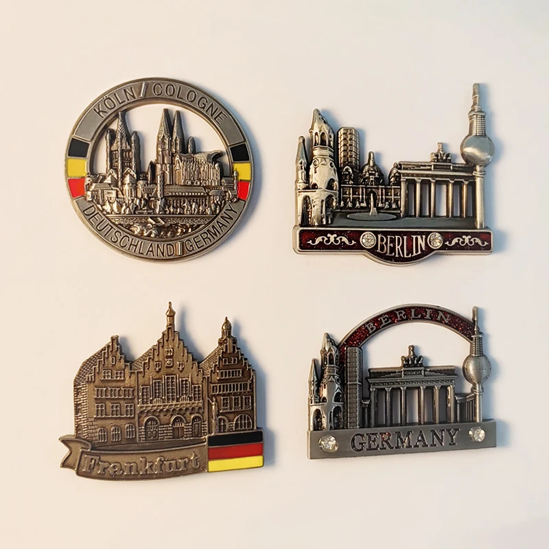 ألمانيا، بيرلين، فرنكفورت، كولونيا، مجسمة ثلاثية الأبعاد، هدايا تذكارية للسياحة، معدن، ديكور منزلي، مغناطيس الثلاجة