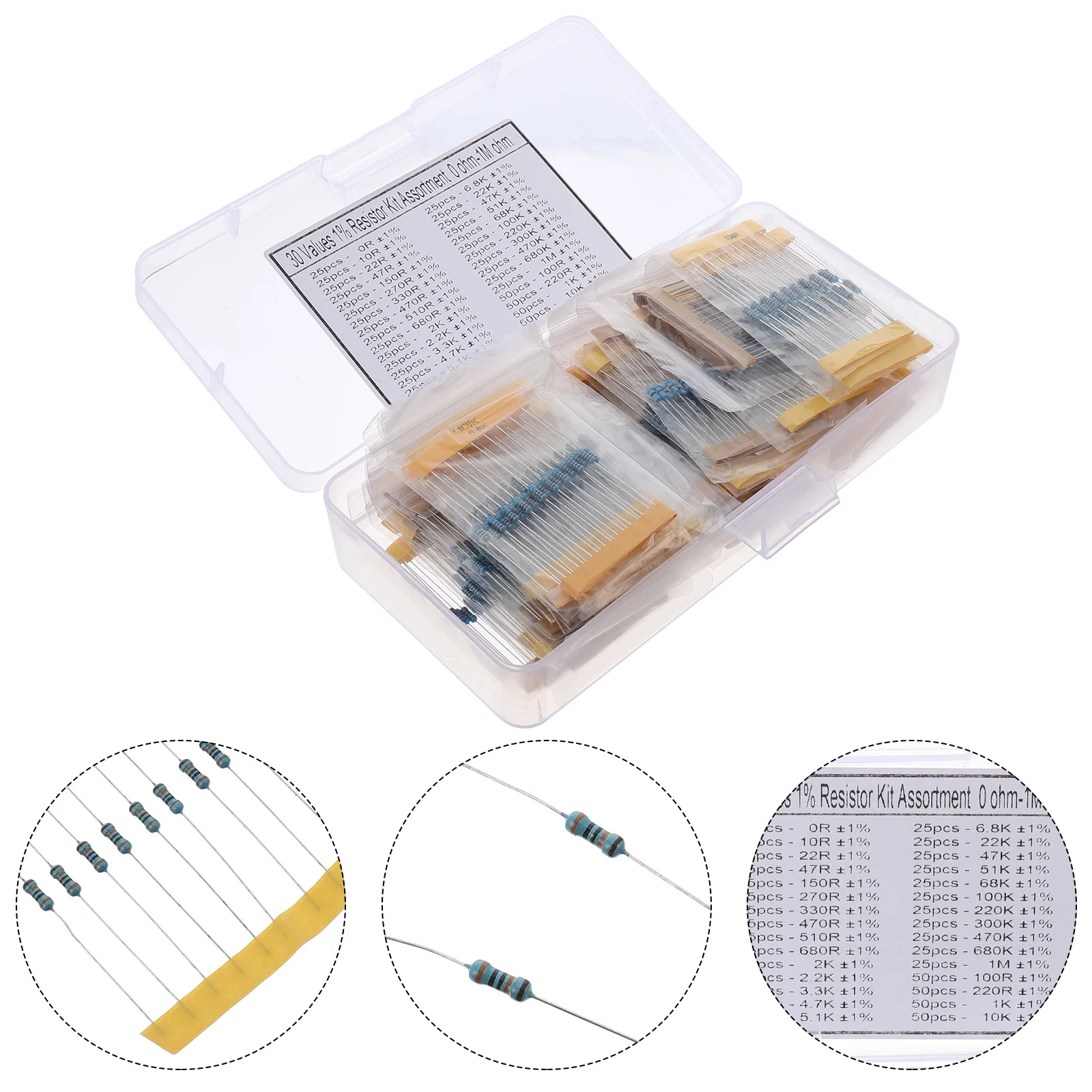 

850pcs Resistor Metal Film Resistors 1% Precision Metal Film Resistor DIY Kit Electronic Projects Teaching Supplies