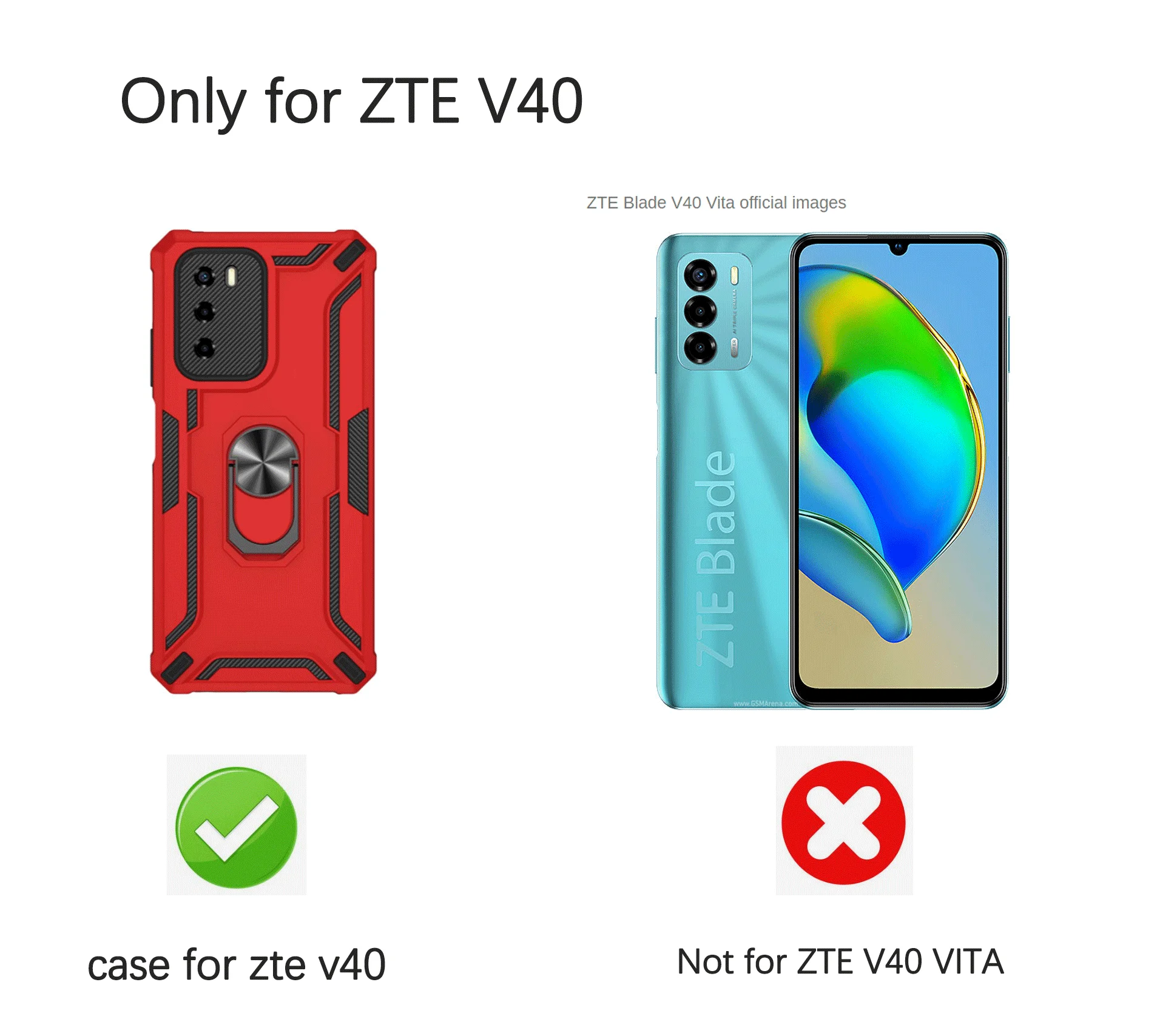 Coque de téléphone antichoc et anti-chute pour ElecV40, housse de protection PC TPU Armor, support de bague en métal, housse de support déclinaison, 2 en 1