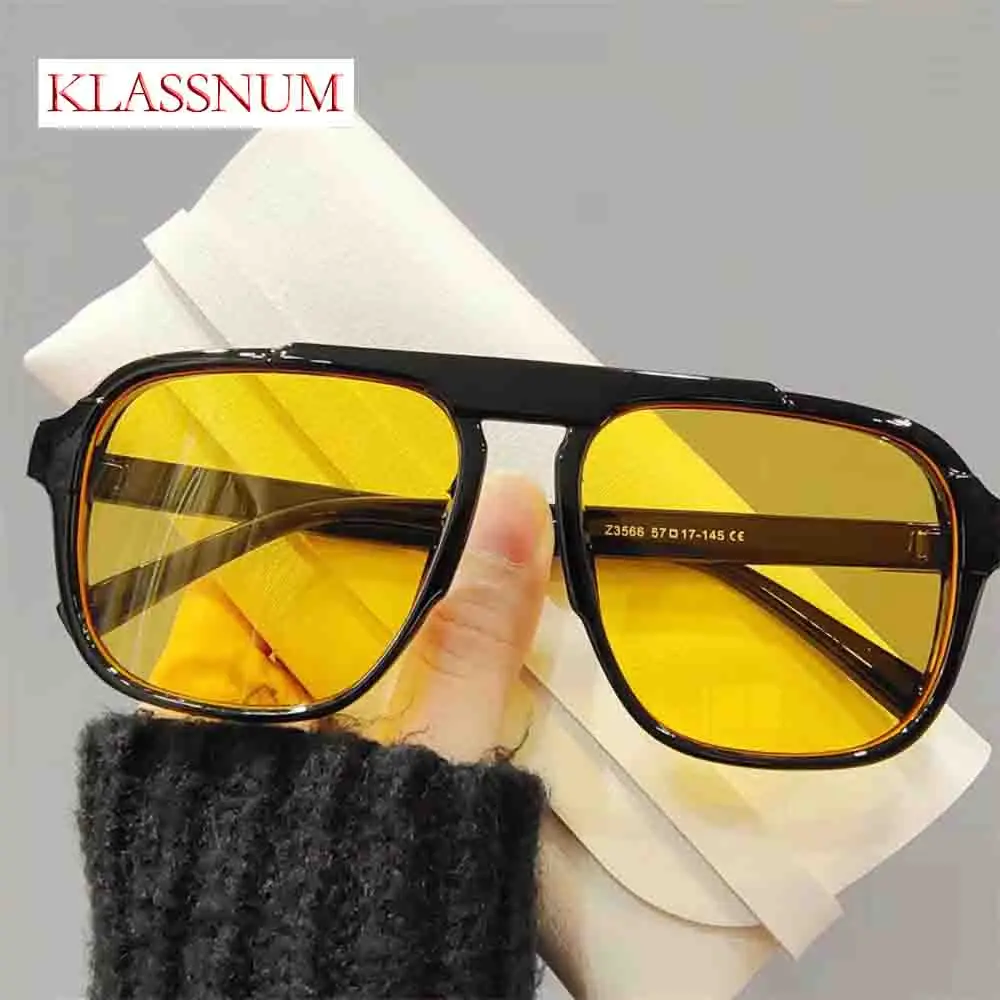 

KLASSNUM Sunglasses for Men Oversized Frame Outdoor Sport Sun Protection Glasses Vintage Brand Design Shade Trendy UV400 Eyewear