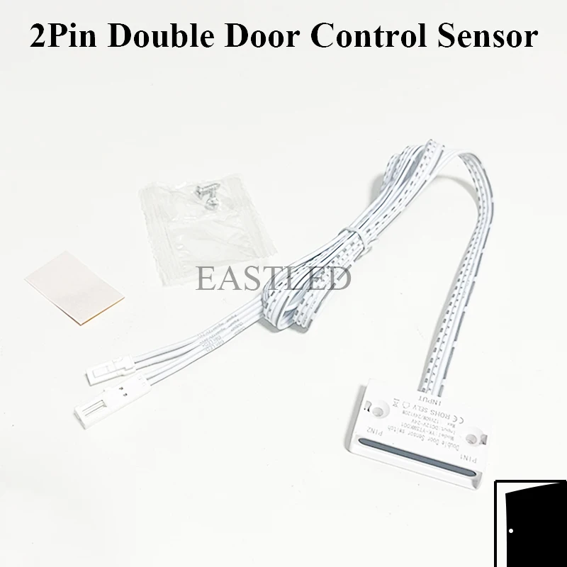 

2Pin Partition Double Door Control Sensor Switch DC12V24V for Wardrobe Wine Cabinet LED Light Induction Sensing Switch White