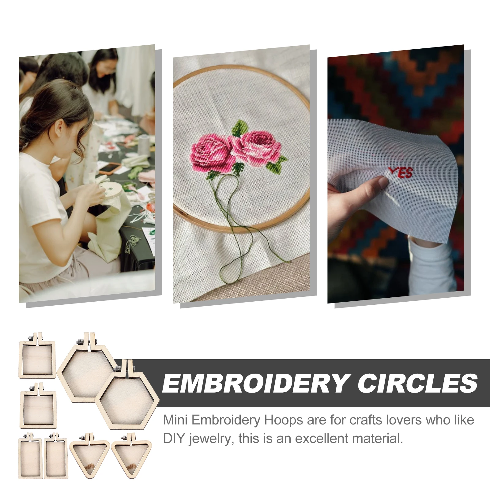 

8Pcs Mini Embroidery Hoops Decorative Crossing Stitch Frames Small Rings for DIY Pendant Craft Jewelry Making Supplies
