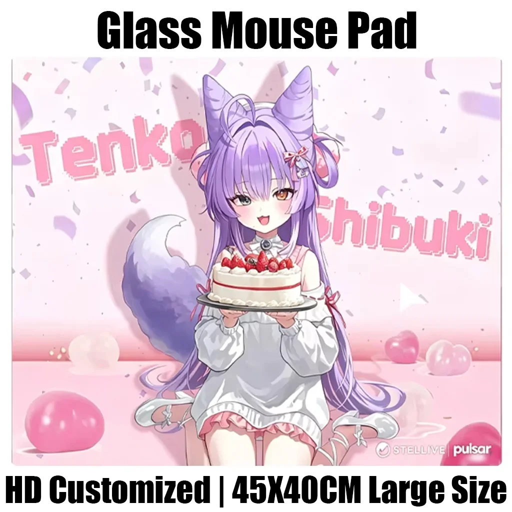 Alfombrilla de Ratón de Vidrio con Diseño de Anime Japonés Tenko Shibuki, Superficie Lisa Recubierta Mejorada, Personalizada para Gamers, Alfombrilla de Escritorio para Juegos FPS