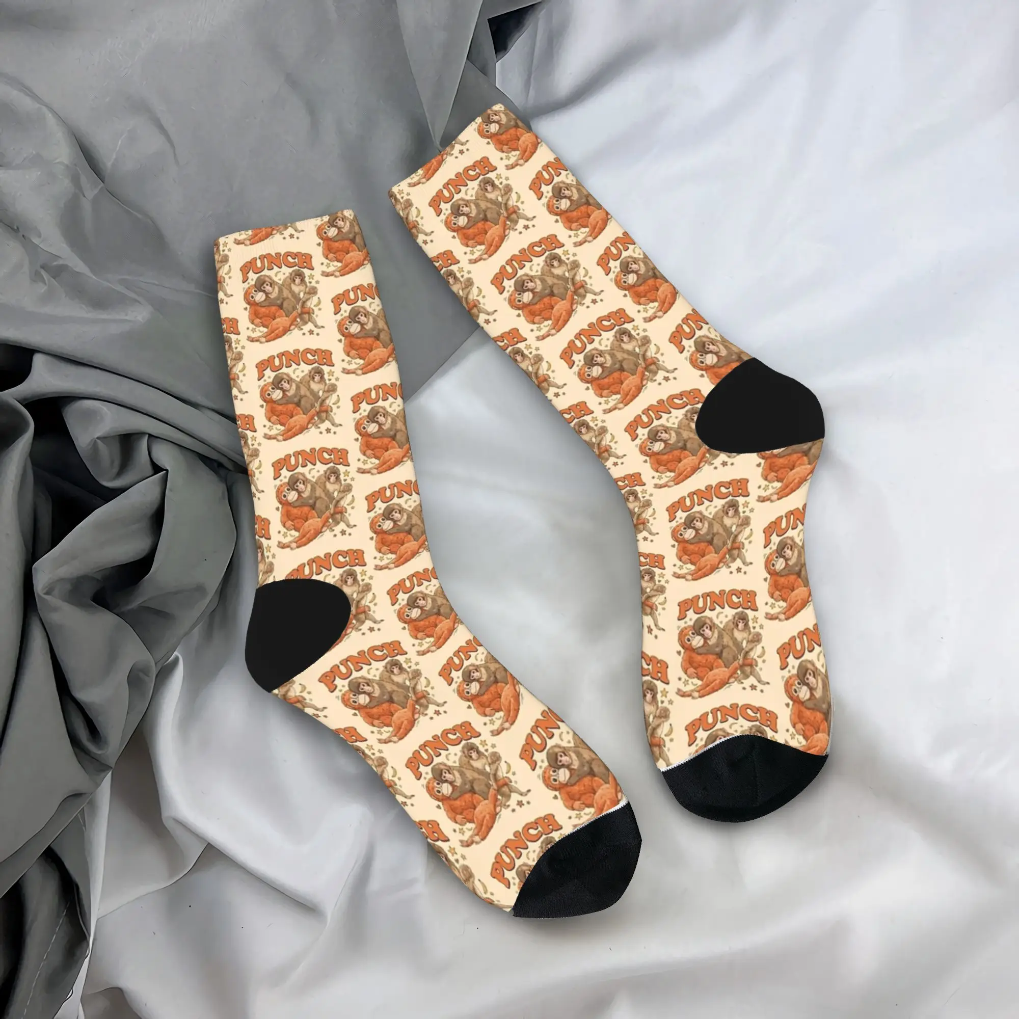 

Kawaii Punch Kun Baby Monkey And His Stuffed Monkey Socks Funny Stockings Winter Anti Bacterial Men Socks Printed Climbing Socks