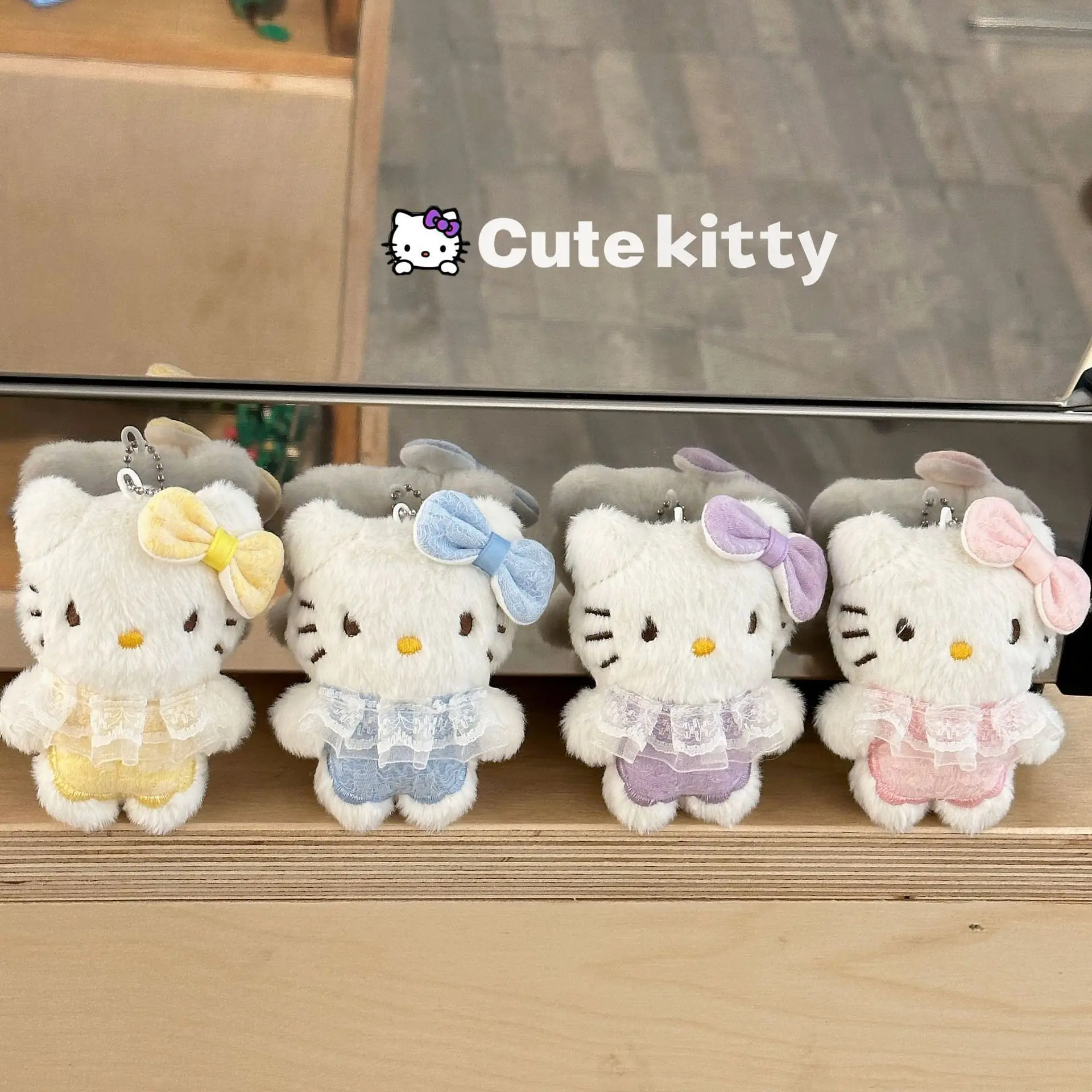 

Sanrio Hello Kitty Pastel Color Lace Outfit Plush Keychain Set Cute Bag Pendant Gift Kawaii