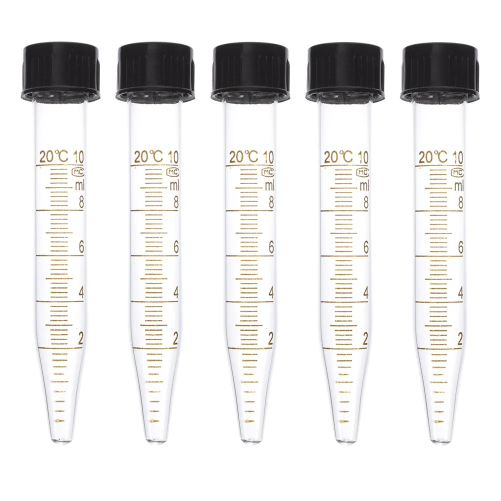 5Pcs Centrifuge Tubes 10ml Chemical Lab Test Tubes Screw Cap Centrifugal Tube Precise Measurement Clear Transparent