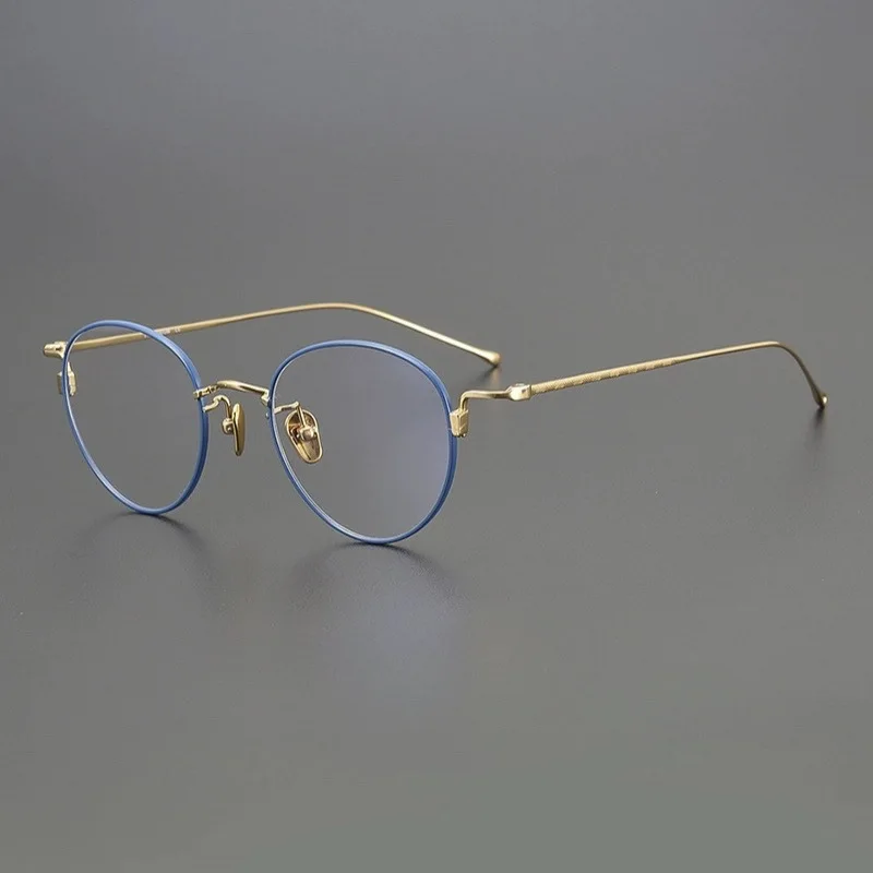 Eyeglass Frames Unique Retro Ovalpure Titanium Ultrlight Japan Handmade Reading Prescription Man Women's Glasses Frame Eyewear