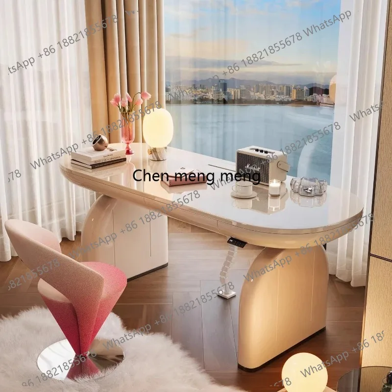 Italian style light luxury high end and creamy style Motion desk computer desk Room desks room offices Height adjustment table