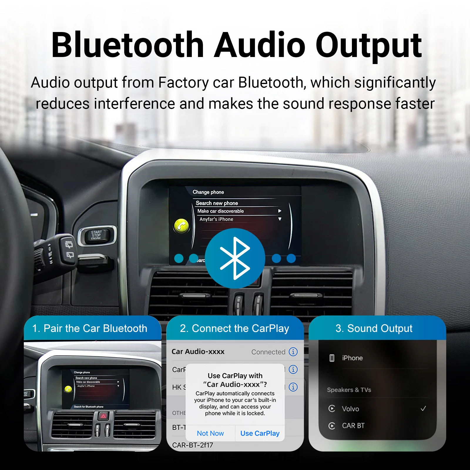Full Screen Upgrade Decoder Box CarPlay Android Auto Retrofit Kit Interface for Volvo V40 V60 S S60 XC60 V70 XC70 S80 2010-2015 view 6