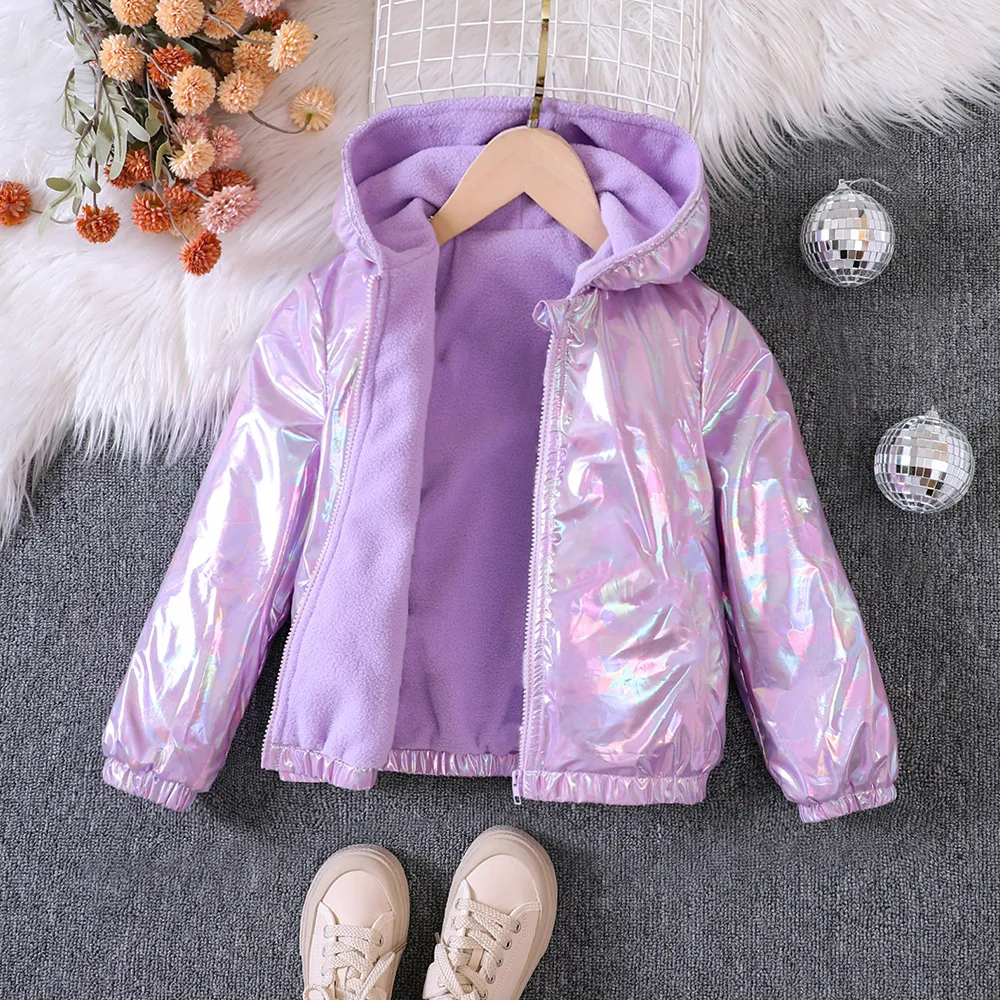 

2023 New Arrivals Spring Autumn Children Long Sleeve Hooded Zipper Purple Child Girls Clothes Sweater Overcoat 2-8T