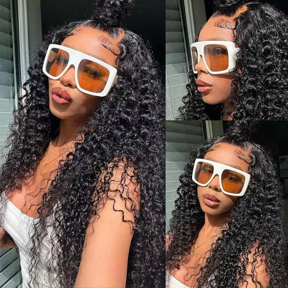 40 Inch Water Wave 13x4 13x6 HD Lace Front Wigs Human Hair Pre Plucked 220 Density Deep Wave Curly Human Hair Wigs For Women 360 HD Brazilian Virgin Wet And Wavy Water Wave Lace Frontal Wigs Human Hair With Baby Hair Natural Black Color