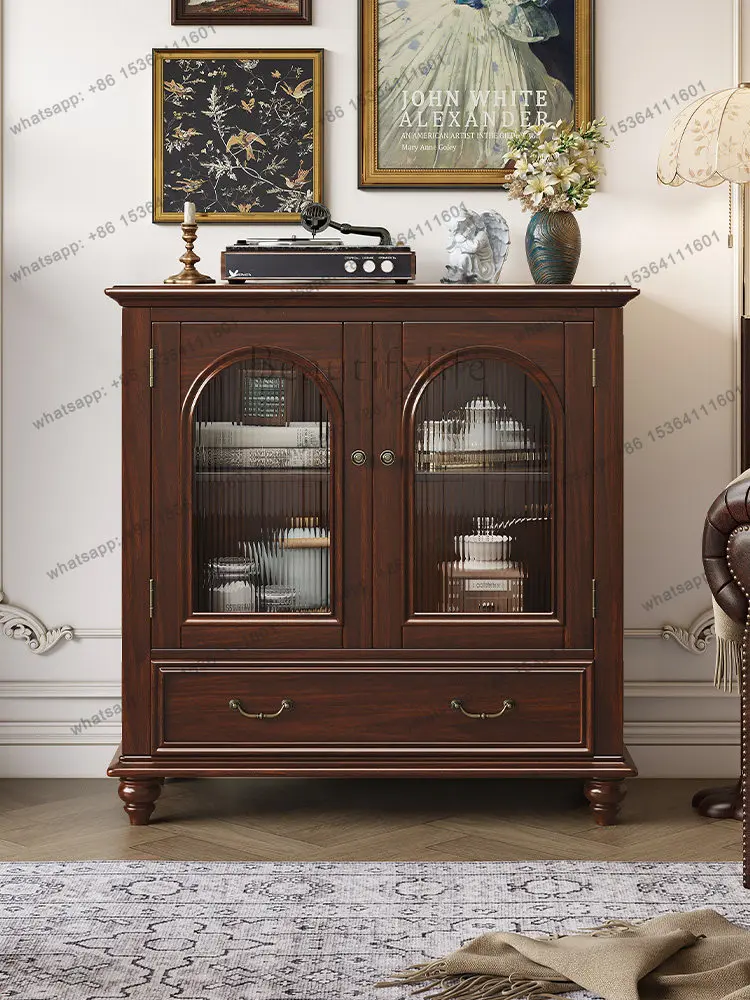 

Американский винный шкаф из цельного дерева, простой настенный шкаф с двойными дверцами, в стиле ретро, деревенский стиль, для столовой.