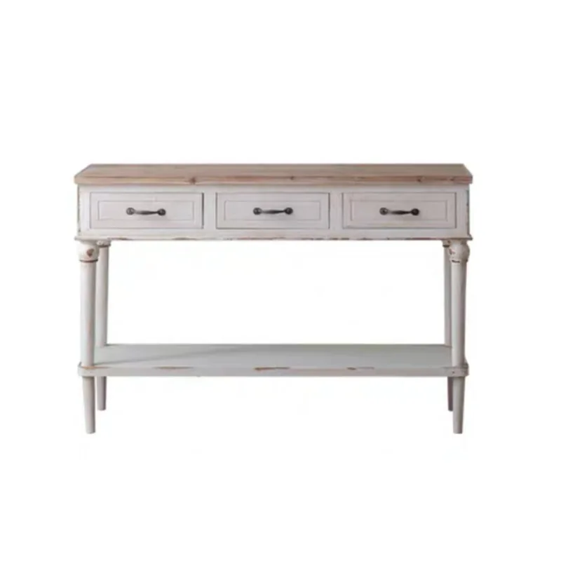 

French retro old aisle case, semi-circular corridor solid wood table, restaurant retro old decoration entrance platform