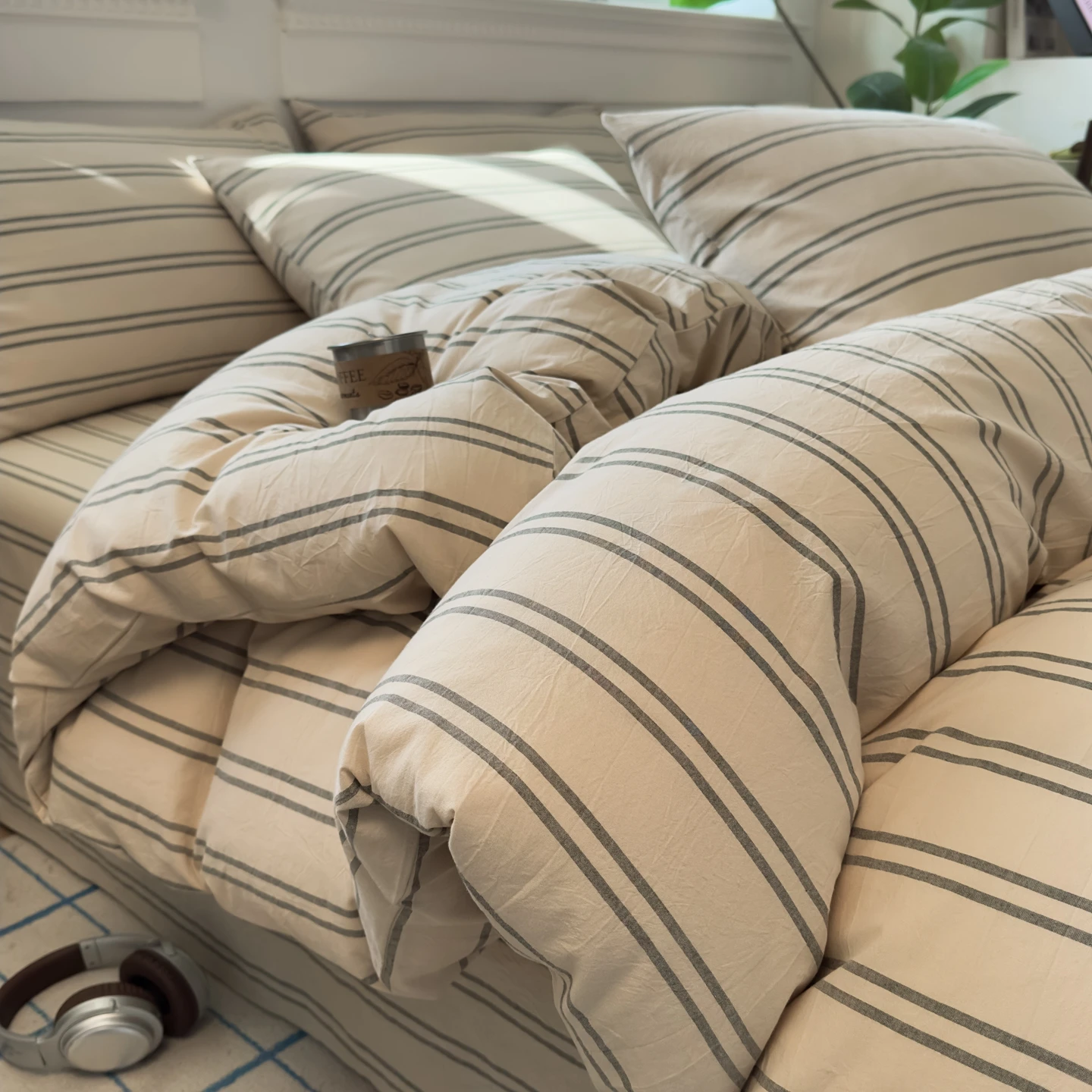 1pc Pure Cotton Quilt Cover Stripe Duvet Cover Single/Queen/King size Simple Style housse de couette 220 (pillowcase need order)