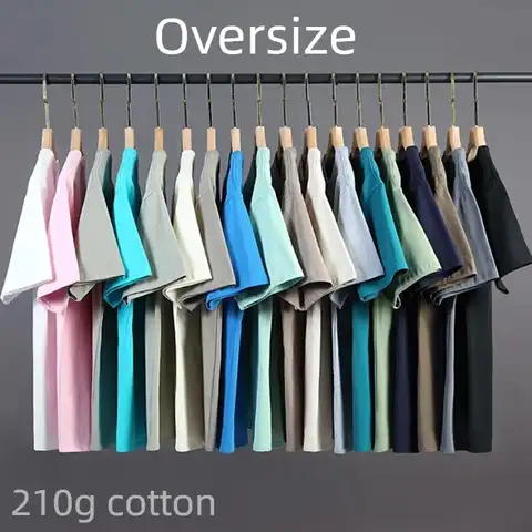 Solid Color T-shirt Men Women Basic Style Oversized Shoulder Down Short Sleeved Personalized Customization Logo Loose Cotton Top