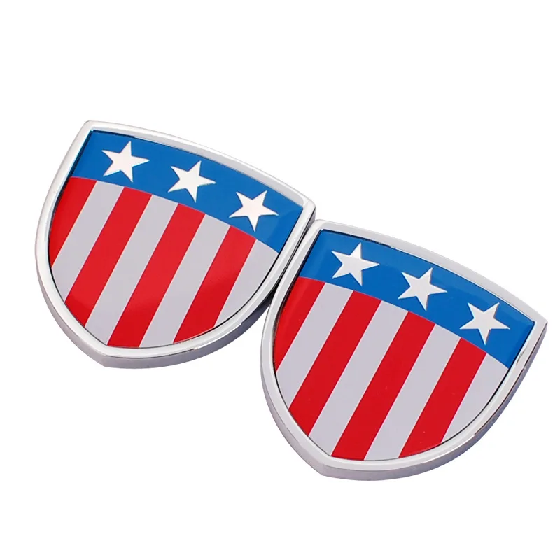 

2 PCS Metal USA American Flag Car Trunk Window Side Emblem Badge Decal United States National Flags Car Stickers Car Styling