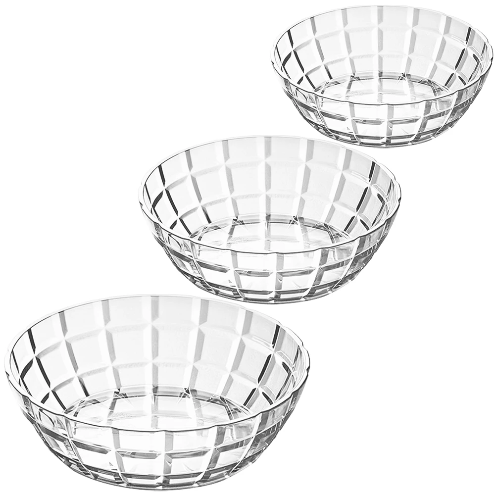 

3 Pcs Salad Bowls Large Transparent Clear Plastic Easy to Clean for Fruit Snack Dessert Serving Entertaining