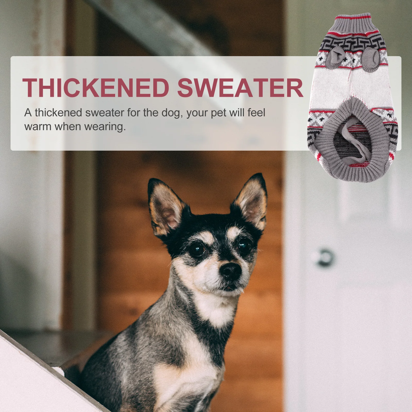 

Dog Winter Warm Clothes Thickened Christmas Sweater Maple Leaf Pattern Puppy Festival Costume Soft