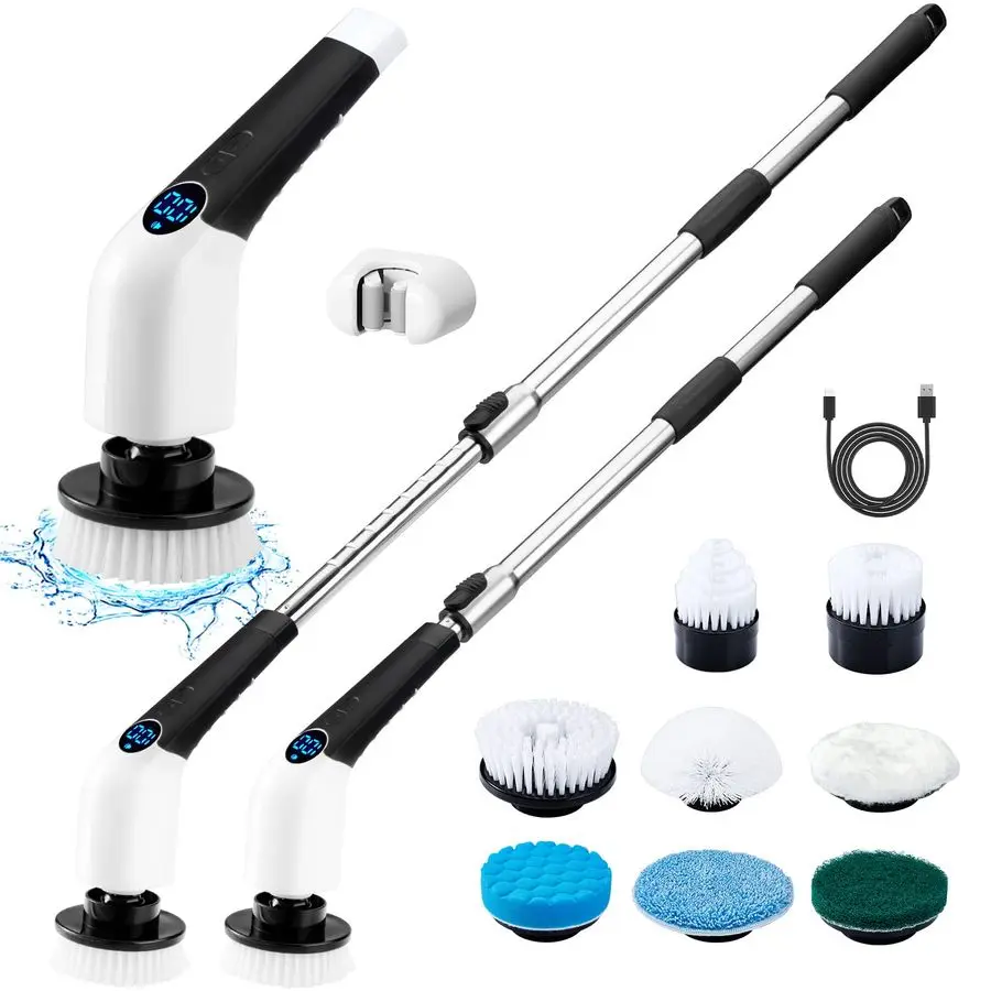 

Spin Scrubber, Cordless Cleaning Brush Power Shower Scrubber Long Handle Extendable Handheld Electric Scrubber for Bathroom Floo