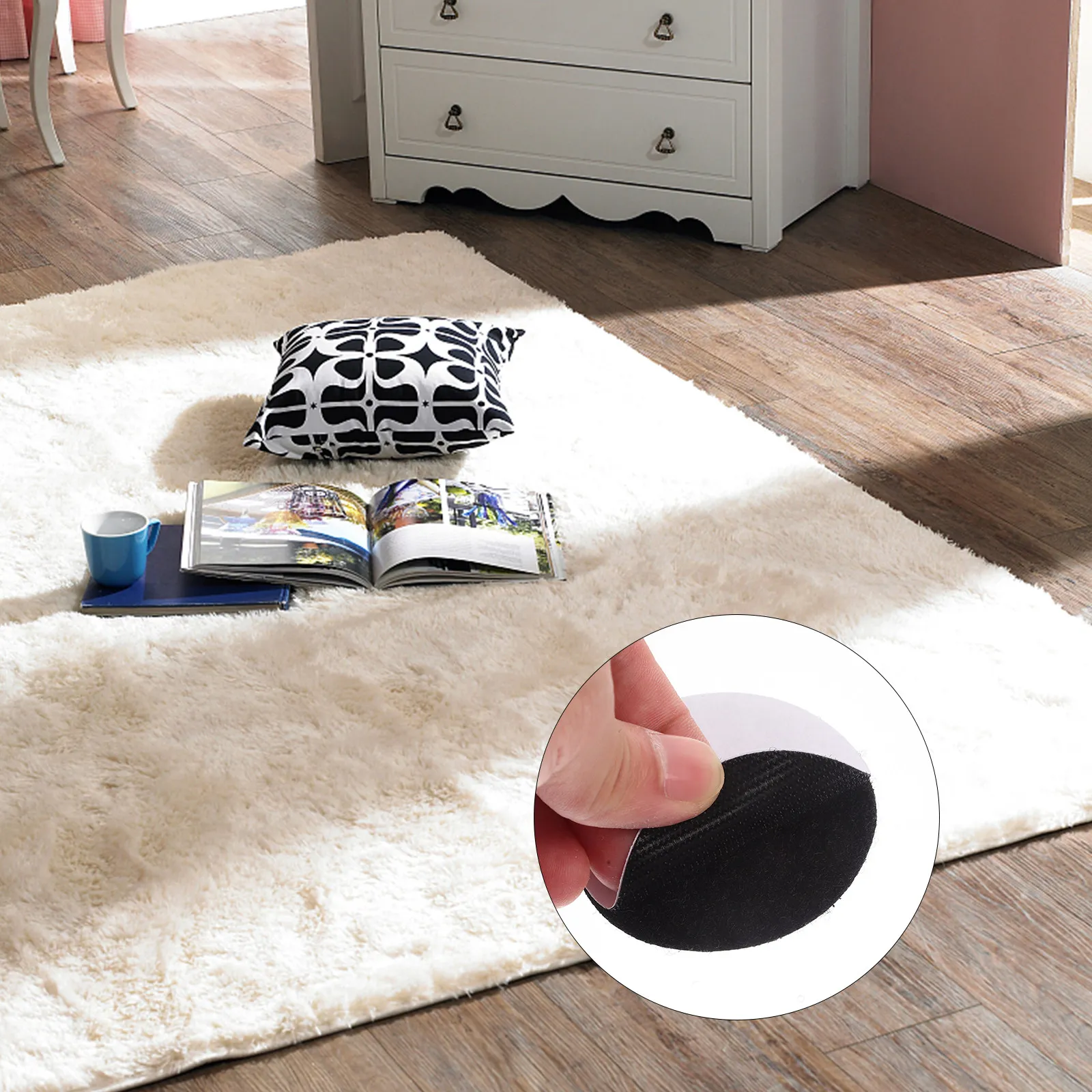 

30Pairs Non Slip Carpet Grippers Double Sided Hook and Loop Adhesive Pads Heavy Duty Rug Fixers for Household Sofa Cushion Bed