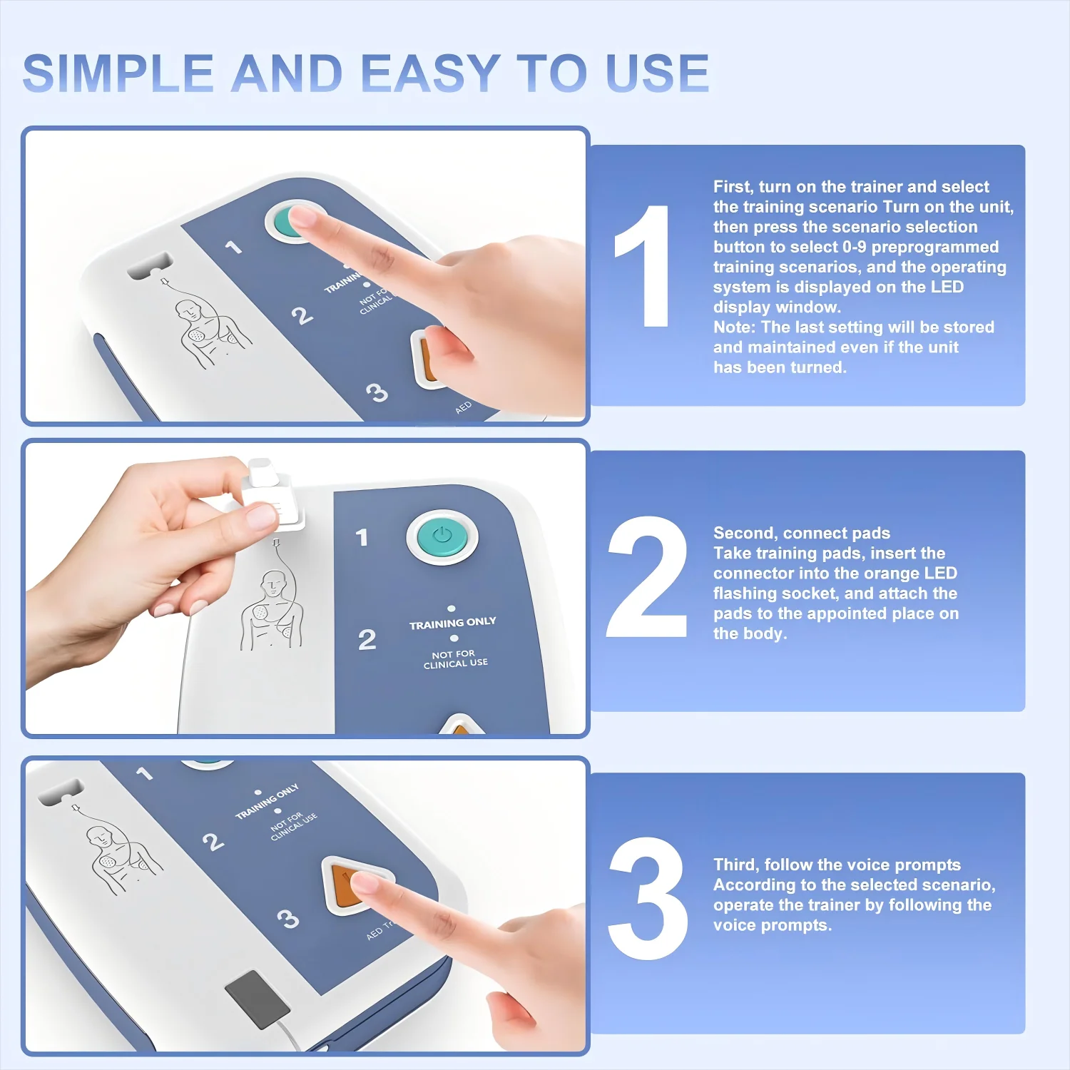حزمة واحدة من مدرب AED IFA-120C+، للتدريب على الإسعافات الأولية فقط، جهاز تدريب CPR، لتعليم AED وCPR