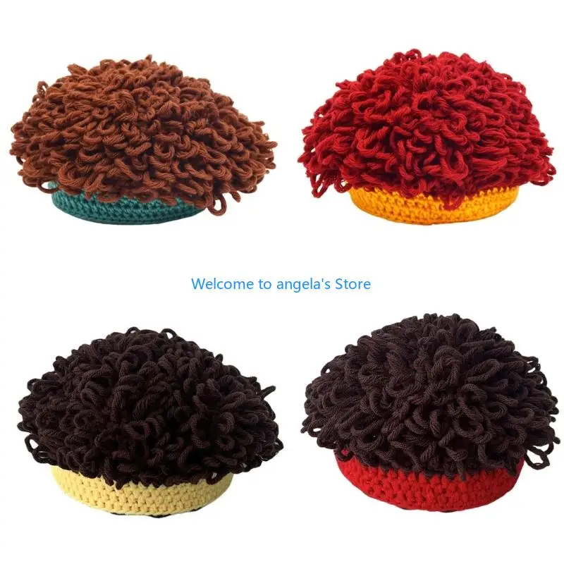 X4YC Funny Faux Afro Winter Hat For Children Machine Washable Stretchy Fit Essential