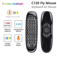 C120 RGB Backlight Fly Air Mouse Gyro Sensor Plug And Play Wireless 2.4G RF Keyboard Remote Control For Android Smart TV Box