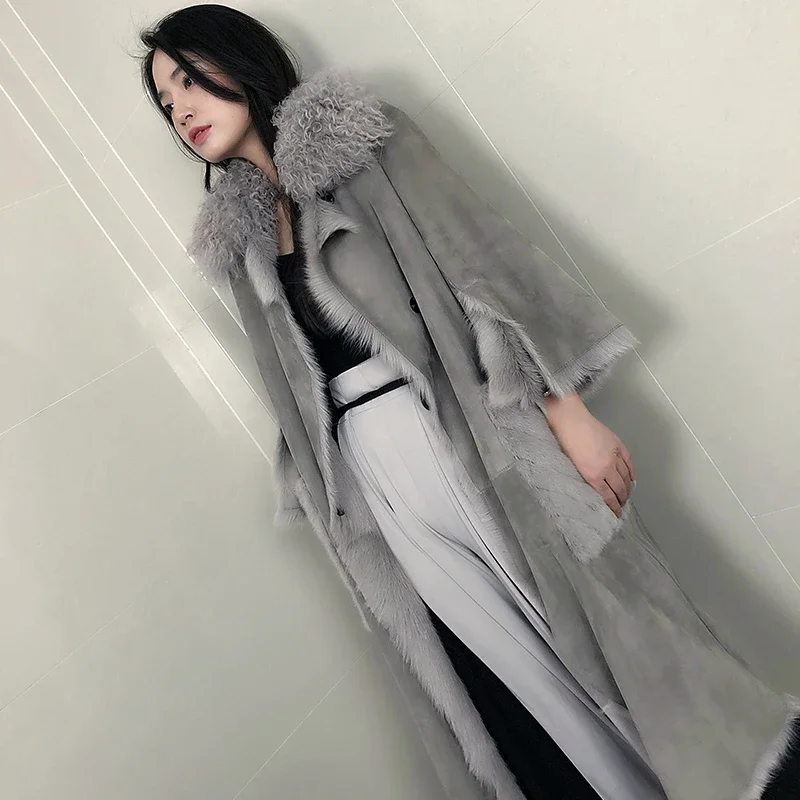 Echte Schapenvacht Jas Vintage Elegante Vrouwelijke Jacket Mink Fur Pocket Vrouwen Kleding Winter Vrouwen Jassen Roupas Femeninas Zjt912