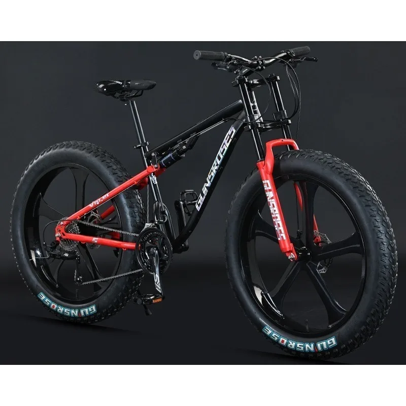 Mountain Bike Big Tire Variable Speed Double Shock Absorption Wide Thick Beach Off-Road Adult Male Female Fatty