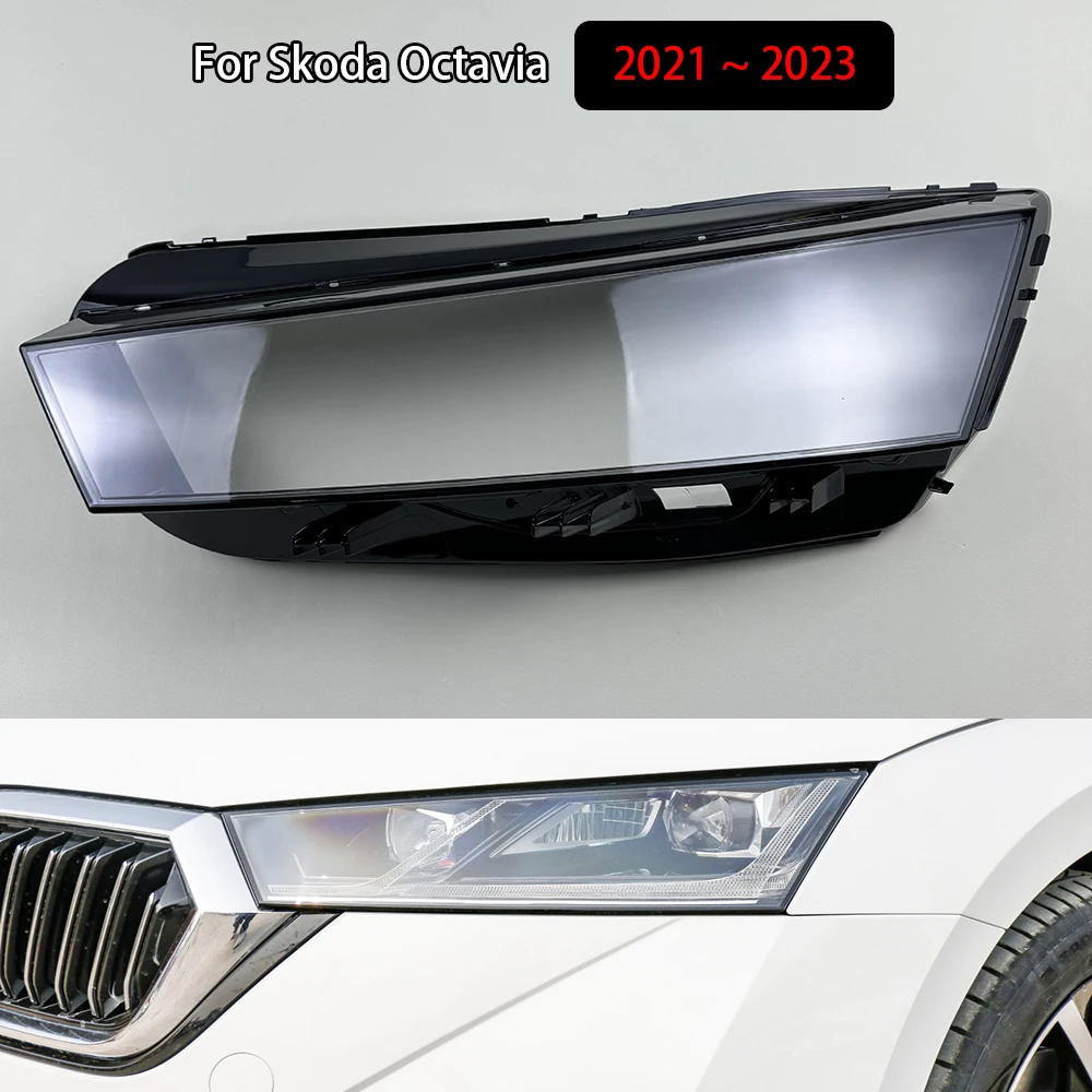 

For Skoda Octavia 2021 2022 2023 Headlight Lens Cover Lampshade Transparent Car Front Headlamp Shell Left Right Plastic Cover