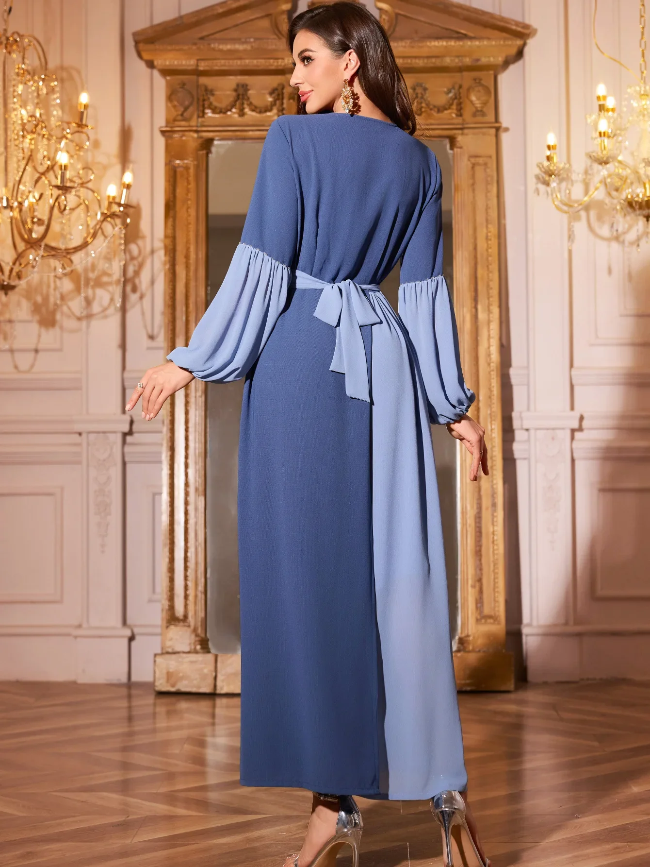 فستان العيد الإسلامي للنساء عباية شيفون الماس برباط علوي فساتين طويلة فيستدوس لارغوس حفلة قفطان جلابية رمضان دبي رداء عربي