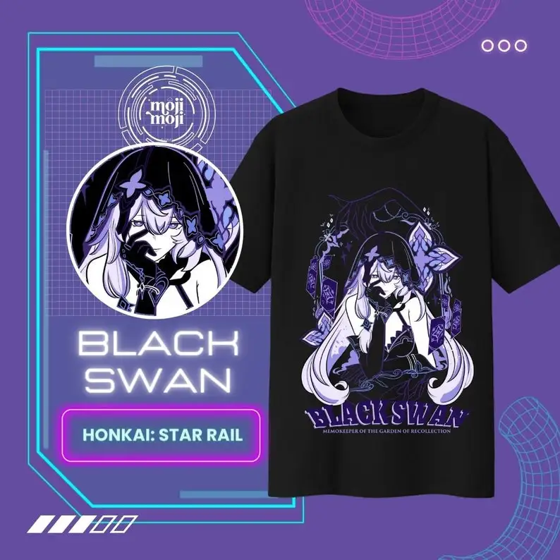 Black Swan Honkai Star Rail Shirt, FRONT ONLY Print Honkai: Star Rail T-shirt, Black Swan Merch, Gamer Shirt, Gifts Gamers