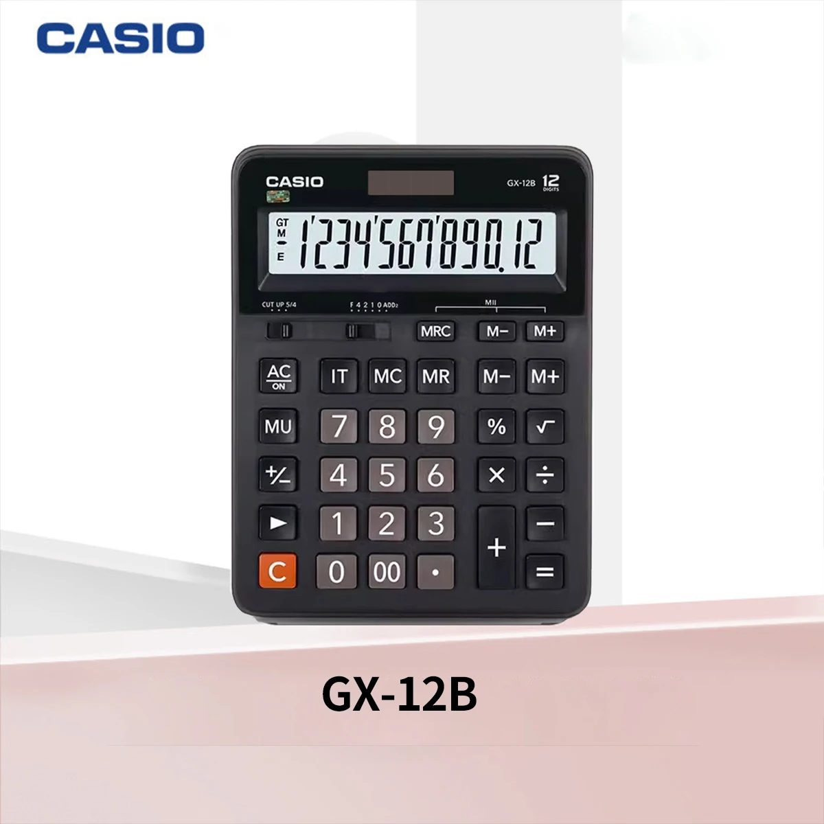 CASIO GX-12B Classic Black Business Financial Accounting Office Calculator, Large Size, Large Screen, Large Buttons, Solar-Power