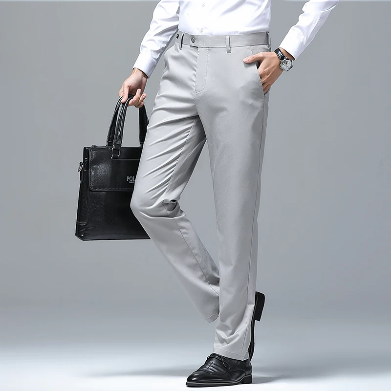 New Men'S Spring Summer Business Casual Pants Fashion Comfortable Versatile Skin Friendly Breathable Wrinkle Resistant Trousers