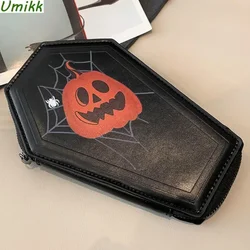 Halloween Personalized Dark Coffin Shaped Wallet Gothic Pumpkin Cell Phone Purses Multipurpose Women Novelty Clutch Skull Bolsas