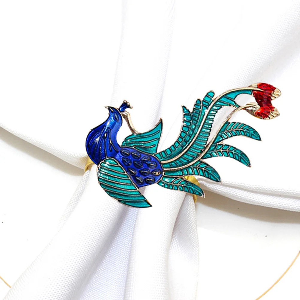 

4 шт. кольца для салфеток из сплава, необычные элегантные кольца для салфеток для праздничного ужина, декор для вечеринки, салфетки с павлином