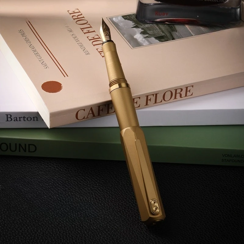 Titanium Alloy Edged Fountain Pen German No.5 Schmidt Nib 0.5F BALAOYE Pocket Pen Portable Practice Pen Stationery Supplies Gift