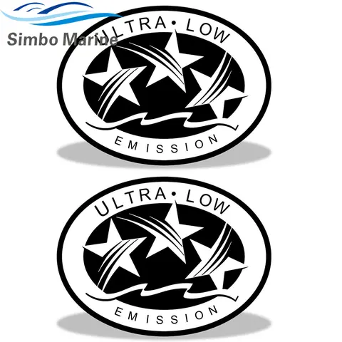 2pcs White Ultra Low Emission 3 Star Sticker for Yamaha Mercury Honda Johnson Evinrude Tohatsu Suzuki Sea Doo Outboard Motor