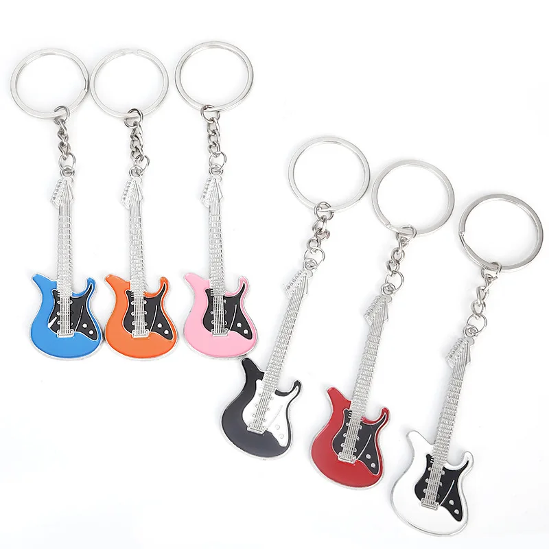 New Anime Guitar Shaped Keychain Cartoon Musical Instrument Pendant Guitar Key Chain Bag Pendant Accessories Gifts