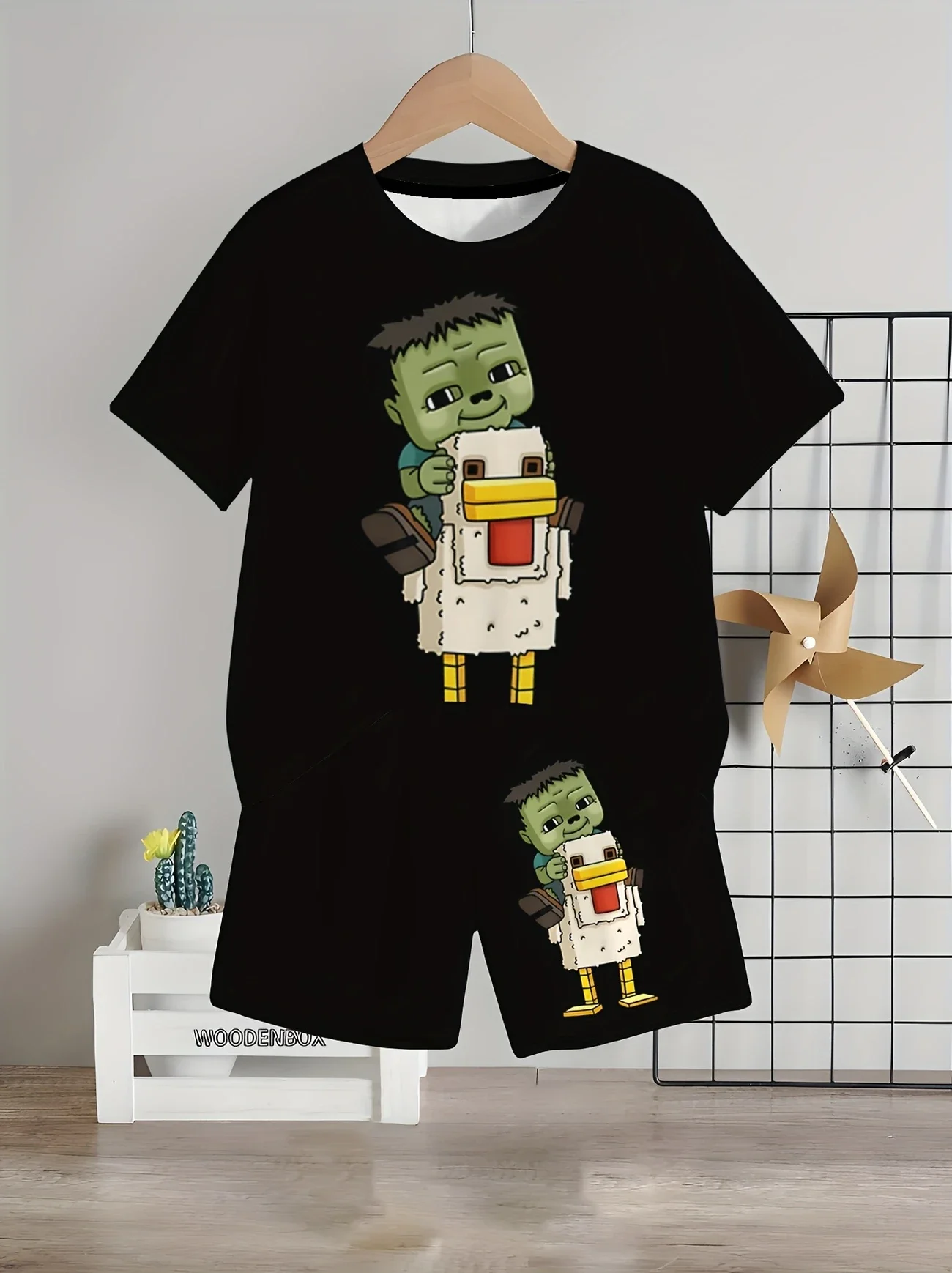 2025 Summer Fashionable Casual Printed Short Sleeved Shorts Set, Essential for Outdoor Wear