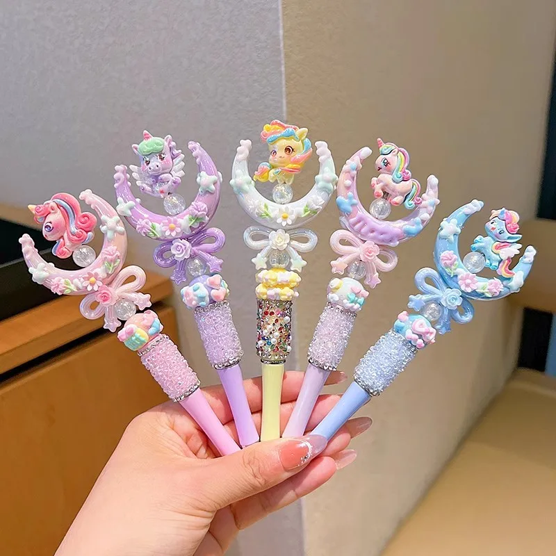 

My Little Pony Bead String Pen Twilight Sparkle DIY Pen Anime Fluttershy Applejack Cute Cartoon Stationery Girls Birthday Gift